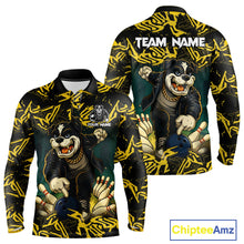 Load image into Gallery viewer, Black and Yellow Camo Funny Bulldog Bowling Shirts For Men Custom Cool Bowling Outfits Team Jerseys NQS11215