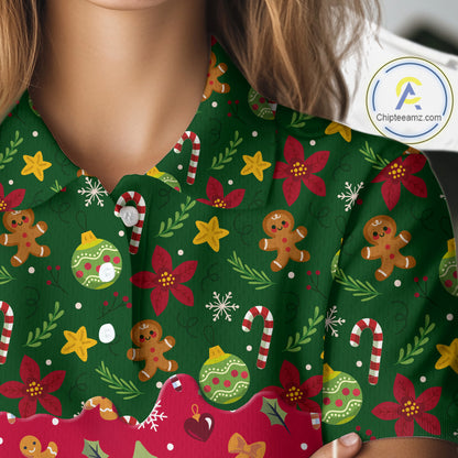 Funny Christmas pattern Golf Polo Shirts For Women custom Christmas golf gifts ladies golf outfit NQS10866