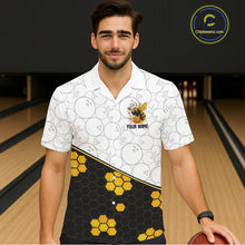 Load image into Gallery viewer, Black and White Camo Bowling Yellow Honey Bee Bowling Hawaiian Shirt Custom Team bowling jersey NQS11249