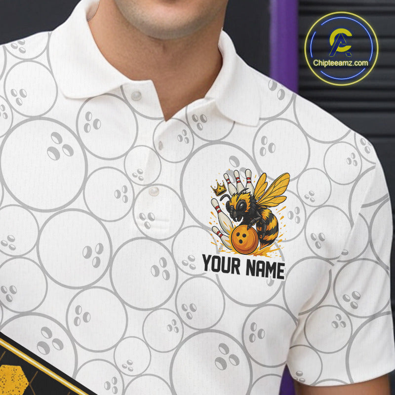 Black and White Camo Bowling Yellow Honey Bee Bowling shirts for Men Custom Team bowling jersey NQS11249