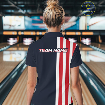 Retro Bowling Shirts For Women custom Red, White and Blue patriotic bowling outfits team jerseys NQS11446