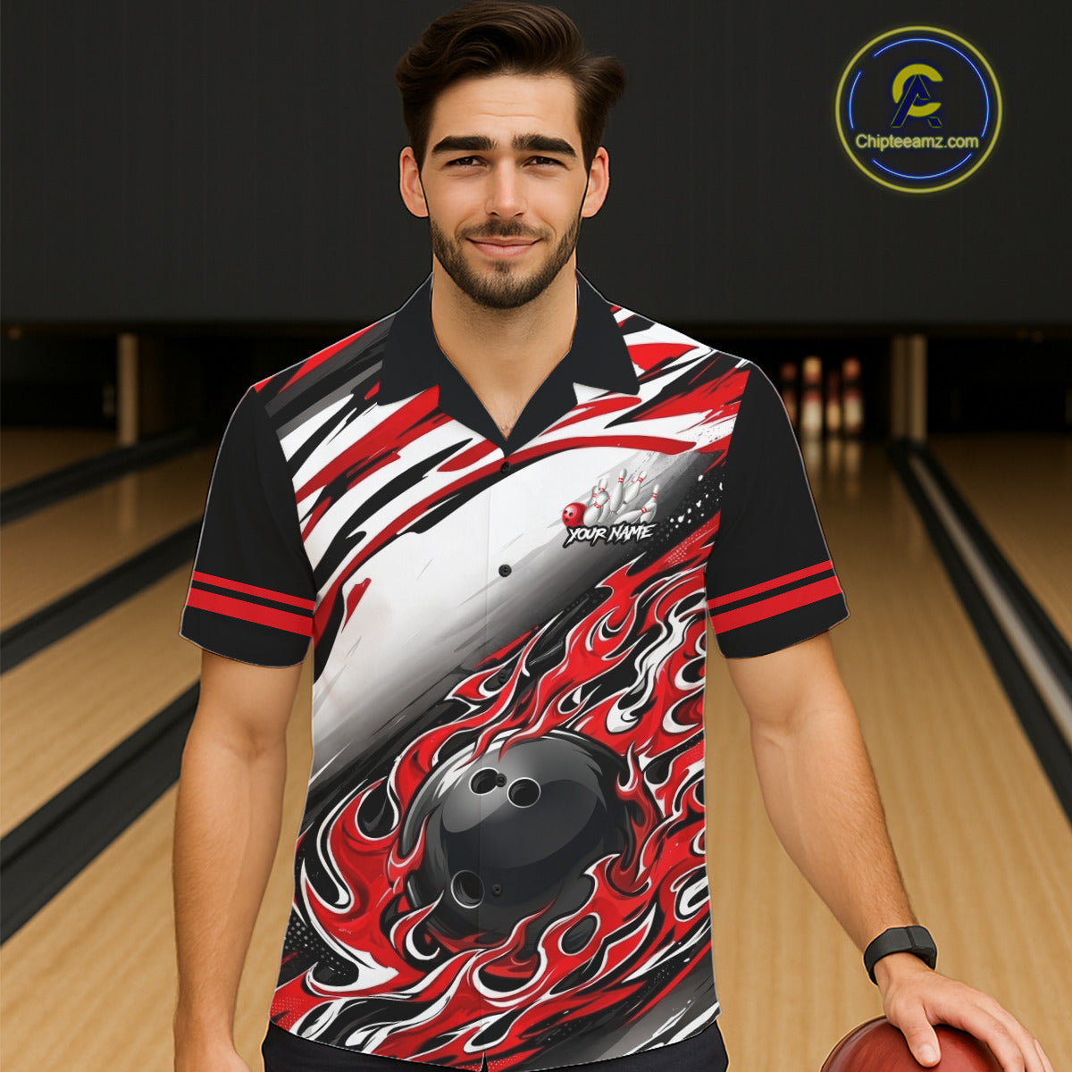 Red Flame Bowling Hawaiian Shirt Custom Bowling Team Jerseys, Gift For Bowlers NQS11738
