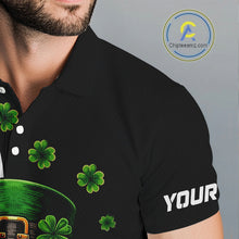 Load image into Gallery viewer, Green shamrock pattern St Patrick Skull Golf and Beer Polo shirts for Men Custom mens golf tops NQS11483