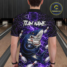 Load image into Gallery viewer, Purple Lightning Thunder Angry Shark Bowling shirts For Men Custom Shark Bowling Team Jerseys NQS11757