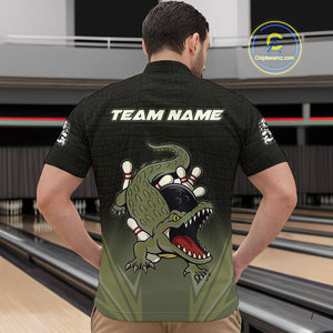 Custom Black and Green Alligator Bowling shirts for Men, Bowling Team league jersey NQS10735