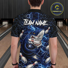 Load image into Gallery viewer, Blue Lightning Thunder Angry Shark Bowling shirts For Men Custom Shark Bowling Team Jerseys NQS11539