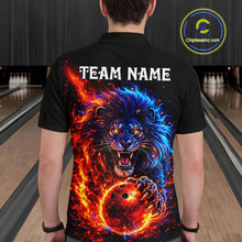 Load image into Gallery viewer, Red and Blue Flame Lion Bowling Shirts For Men Custom Fire Lion Team Bowling jersey NQS11347