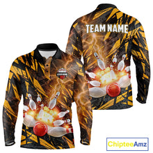 Load image into Gallery viewer, Black and Yellow Camo Lightning Thunder Bowling Shirts For Men Custom Bowling Team Jerseys NQS11153