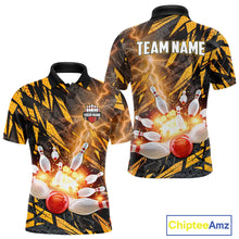 Load image into Gallery viewer, Black and Yellow Camo Lightning Thunder Bowling Shirts For Men Custom Bowling Team Jerseys NQS11153