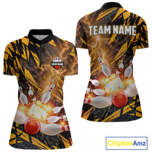 Load image into Gallery viewer, Black and Yellow Camo Lightning Thunder Bowling Shirts For Women Custom Bowling Team Jerseys NQS11153