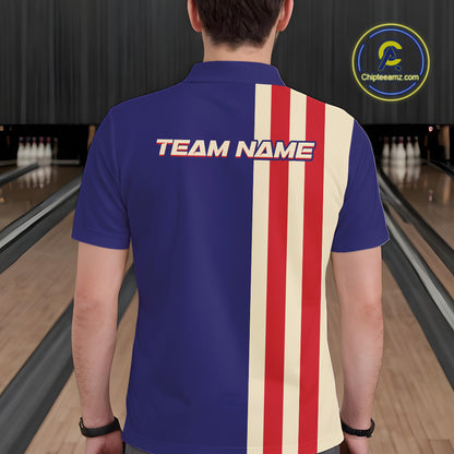 Red, White and Blue Retro Bowling Shirts For Men custom patriotic bowling outfits team jerseys NQS11167