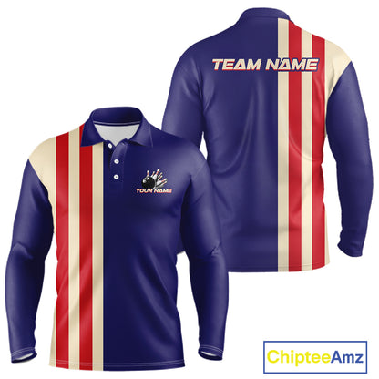 Red, White and Blue Retro Bowling Shirts For Men custom patriotic bowling outfits team jerseys NQS11167