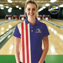 Load image into Gallery viewer, Red, White and Blue Retro Bowling Shirts For Women custom patriotic bowling outfits team jerseys NQS11167