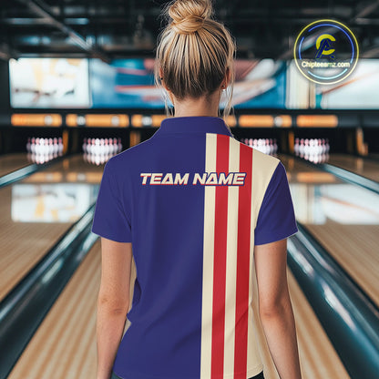 Red, White and Blue Retro Bowling Shirts For Women custom patriotic bowling outfits team jerseys NQS11167