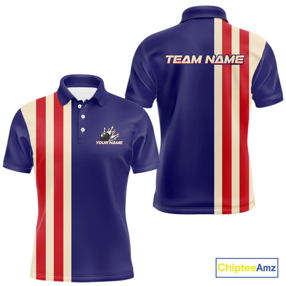 Red, White and Blue Retro Bowling Shirts For Men custom patriotic bowling outfits team jerseys NQS11167