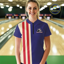 Load image into Gallery viewer, Red, White and Blue Retro Bowling Shirts For Women custom patriotic bowling outfits team jerseys NQS11167