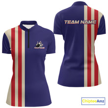 Load image into Gallery viewer, Red, White and Blue Retro Bowling Shirts For Women custom patriotic bowling outfits team jerseys NQS11167