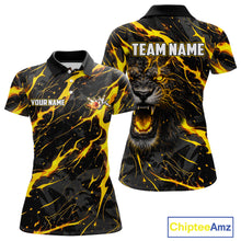 Load image into Gallery viewer, Custom Black &amp; Gold Lightning Thunder Lion Bowling Shirts for Women, Lion Team Bowling League Jerseys NQS11600