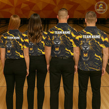 Load image into Gallery viewer, Custom Black &amp; Gold Lightning Thunder Lion Bowling Shirts for Women, Lion Team Bowling League Jerseys NQS11600
