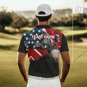 Personalized American Flag Golf Polo Shirts For Men, Patriotic Golf Gifts NQS10830