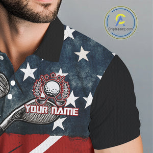 Personalized American Flag Golf Polo Shirts For Men, Patriotic Golf Gifts NQS10830
