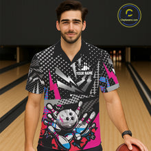 Load image into Gallery viewer, Colorful Lightning pattern Bowling Hawaiian Shirt Custom Team Bowling Button up Jerseys NQS11202