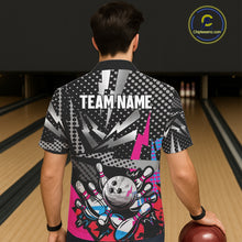 Load image into Gallery viewer, Colorful Lightning pattern Bowling Hawaiian Shirt Custom Team Bowling Button up Jerseys NQS11202