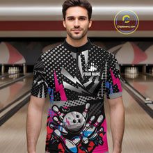 Load image into Gallery viewer, Colorful Lightning pattern Bowling Polo, Quarter Zip Shirts For Men Custom Team Bowling Jerseys NQS11202