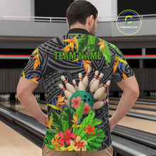 Load image into Gallery viewer, Green tropical flower tribal pattern Bowling Shirts For Men Custom Bowling Team Jersey Bowlers Outfit NQS11005