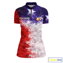 Load image into Gallery viewer, Custom Texas Flag Bowling Polo, 1/4 zip Shirts For Women, Patriotic Texas Bowling Team League Jerseys NQS11626