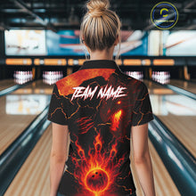 Load image into Gallery viewer, Dragon Flame Bowling Polo, Quarter Zip Shirts For Women Custom Dragon Bowling Team Jerseys NQS11049