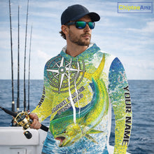 Load image into Gallery viewer, Personalized Mahi Mahi Fishing Shirts Green Scales Compass Performance Tournament Mahi Mahi Jerseys NQS11441