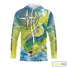 Load image into Gallery viewer, Personalized Mahi Mahi Fishing Shirts Green Scales Compass Performance Tournament Mahi Mahi Jerseys NQS11441