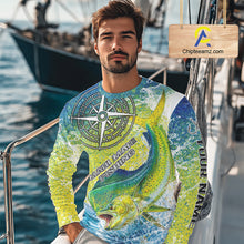 Load image into Gallery viewer, Personalized Mahi Mahi Fishing Shirts Green Scales Compass Performance Tournament Mahi Mahi Jerseys NQS11441