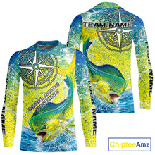 Load image into Gallery viewer, Personalized Mahi Mahi Fishing Shirts Green Scales Compass Performance Tournament Mahi Mahi Jerseys NQS11441