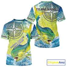 Load image into Gallery viewer, Personalized Mahi Mahi Fishing Shirts Green Scales Compass Performance Tournament Mahi Mahi Jerseys NQS11441