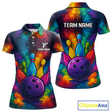 Load image into Gallery viewer, Colorful smoke Bowling Polo, Quarter Zip Shirt for Women Custom Bowling Team shirts for bowlers NQS10646