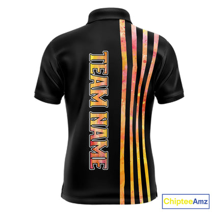 Personalized Watercolor Stripes Retro Bowling Team Shirts For Men, Black Bowling Attire For Men NQS11652