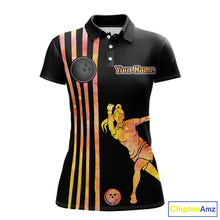 Load image into Gallery viewer, Personalized Watercolor Stripes Retro Bowling Team Shirts For Women, Black Bowling Attire For Ladies NQS11652