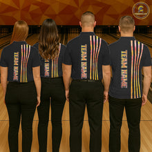 Load image into Gallery viewer, Personalized Watercolor Stripes Retro Bowling Team Shirts For Women, Black Bowling Attire For Ladies NQS11652