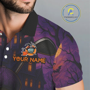 Funny Skull Halloween Golf Polo Shirts For Men Custom mens golf top, Halloween Golf Gifts NQS10669