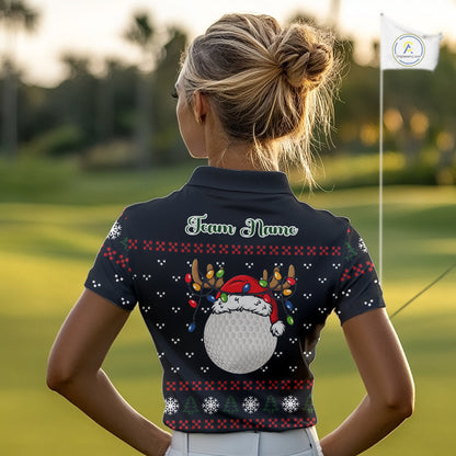 Funny Ugly Christmas pattern Santa Golf Polo Shirts For Women Custom best Ladies golf wear golf gifts NQS11067