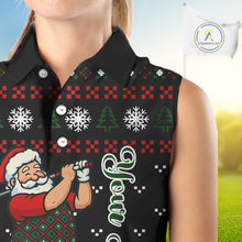 Load image into Gallery viewer, Funny Ugly Christmas pattern Santa Sleeveless Polo Shirt Custom best Ladies golf wear golf gifts NQS11067