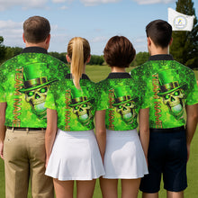 Load image into Gallery viewer, Funny Skull green shamrock pattern Golf Polo Shirts For Men Custom St Patrick's Day mens golf tops NQS11662