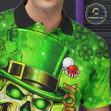 Load image into Gallery viewer, Funny Skull green shamrock pattern Bowling Shirt For Men Custom St Patrick's Day team bowling jerseys NQS11663