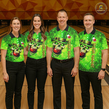 Load image into Gallery viewer, Funny Skull green shamrock pattern Bowling Shirt For Men Custom St Patrick's Day team bowling jerseys NQS11663