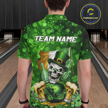 Load image into Gallery viewer, Custom Funny Skull Bowling and Beer Ireland Flag Green St Patrick Team Bowling Jerseys For Men NQS11484