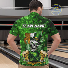 Load image into Gallery viewer, Custom Funny Skull Bowling and Beer Ireland Flag Green St Patrick Team Bowling Jerseys For Men NQS11484