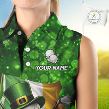 Load image into Gallery viewer, Custom Funny Skull Golf and Beer Ireland Flag Green St Patrick Team Ladies Sleeveless Golf shirts NQS11485