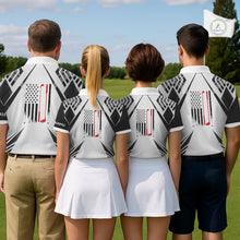 Load image into Gallery viewer, Black &amp; White Golf Heartbeat American Flag Golf Polo Shirts for Men Custom Patriotic mens golf attire NQS11754
